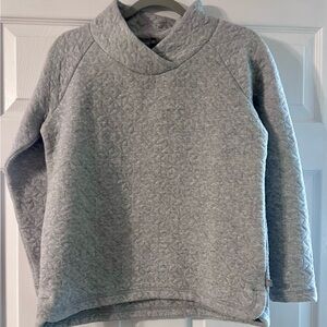 T by Talbots Light Gray snowflake metallic embroidered sweatshirt